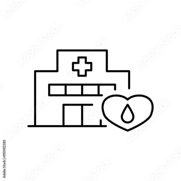 Obraz 献血ルームのある施設をモチーフにしたアイコン