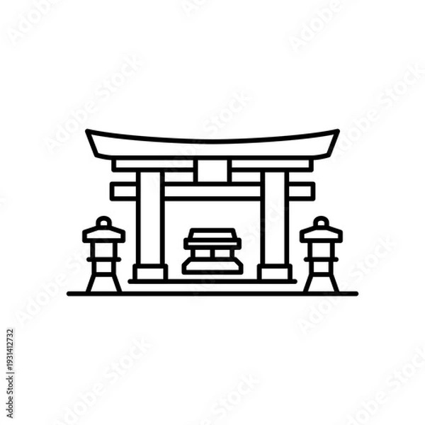 Obraz 神社の参道をモチーフにしたアイコン