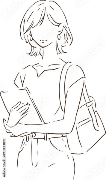 Obraz タブレットを持つ女性