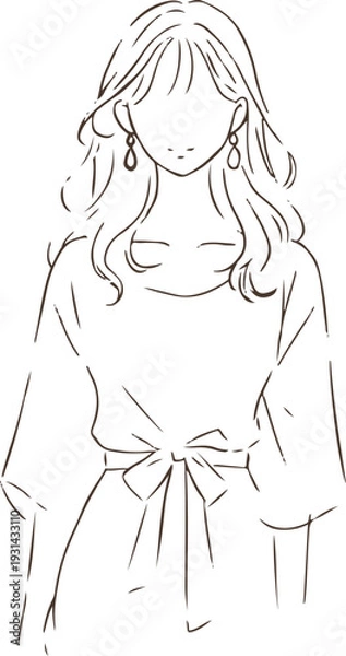 Obraz 女性の線画イラスト