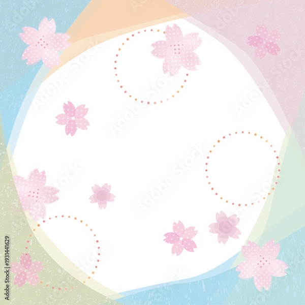 Obraz パステルカラーの桜とフレーム。春のイメージのベクターフレーム背景