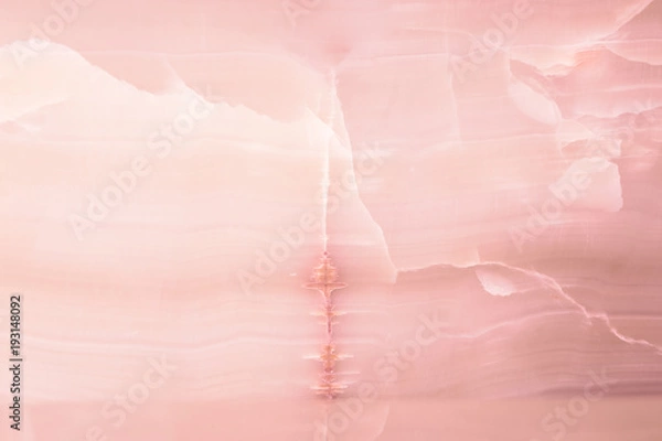 Fototapeta Rozjaśniane plastry marmuru onyksu. Obraz poziomy. Ciepłe, różowe kolory. Piękne tło z bliska