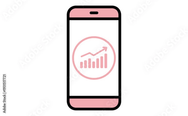 Obraz 成長を示すグラフを表示したスマートフォンの業務データ分析イラスト