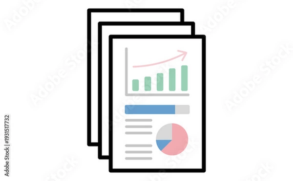 Obraz データ分析結果をまとめた業務レポート資料のイラスト