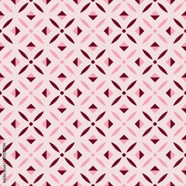 Fototapeta Vector seamless abstract pattern with pink geometric decorative elements