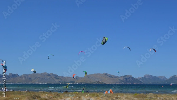 Obraz Sea view with parachutes