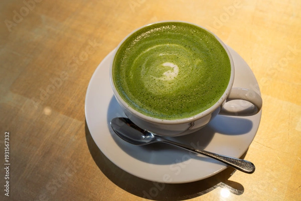 Obraz 温かい抹茶ラテ