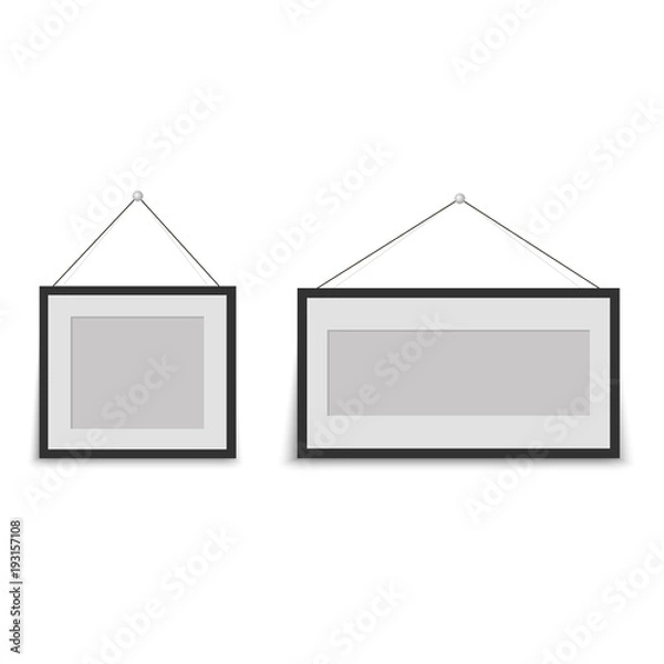 Fototapeta Photo frame with hanger on white background. Vector