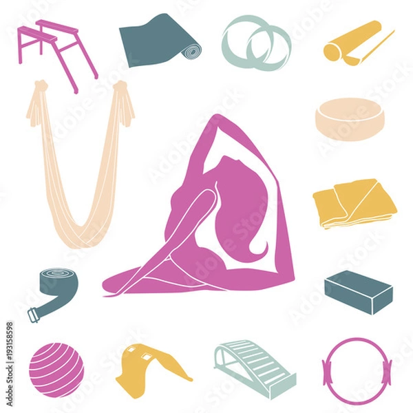 Obraz Yoga and Pilates equipment set