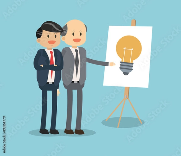 Fototapeta Business teamwork with ideas vector illustration graphic design