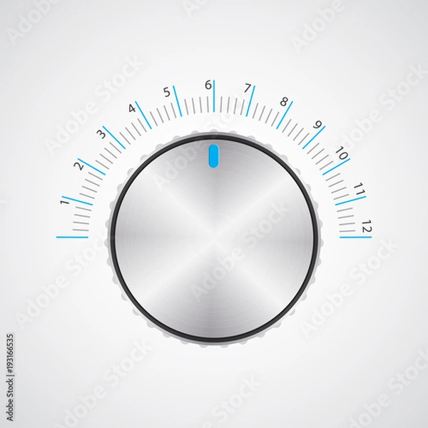 Fototapeta special metallic volume button with chrome texture, vector design, eps10