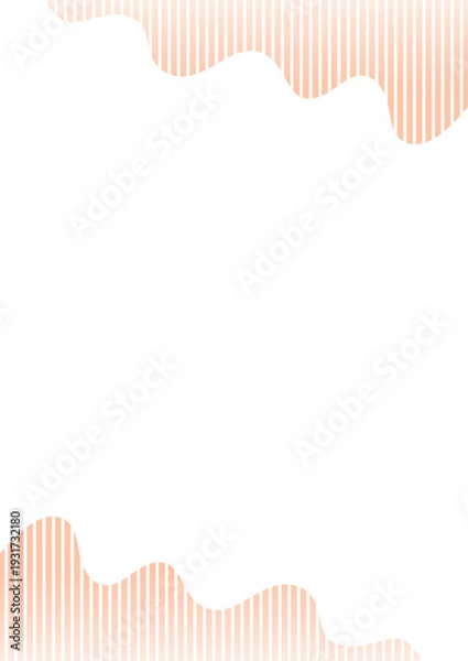Obraz 縦の背景　ボーダー柄の波線の枠　グラデーション　オレンジ