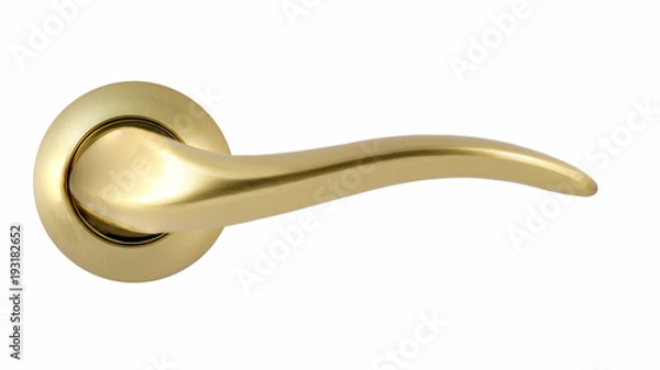Fototapeta Door handle of gold on a white background front view