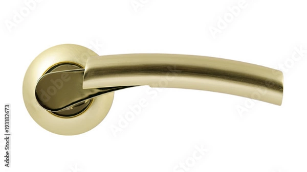 Fototapeta Door handle of gold on a white background front view