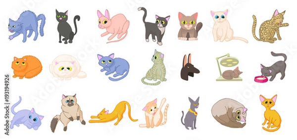 Fototapeta Cats icon set, cartoon style