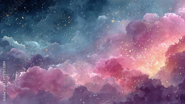 Obraz 幻想的な星雲と銀河の宇宙背景｜カラフルなコズミックグラデーション