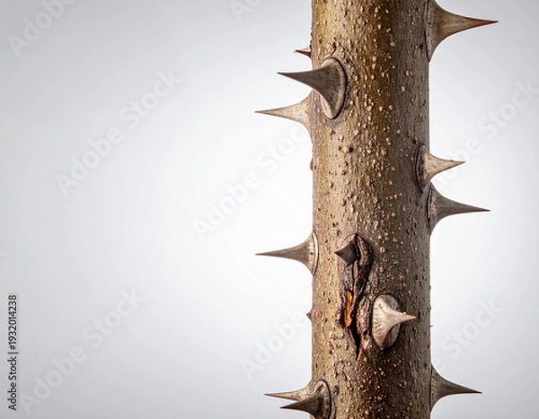 Obraz 식물-나무-가지-줄기-가시-가시나무-장미가시-식물가시-가시식물-흰색 배경