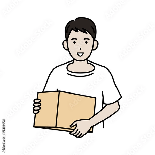 Obraz ダンボール箱を持つ男性のイラスト