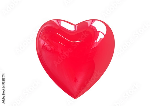 Fototapeta A sweet pink heart with an isolated background 3D rendering