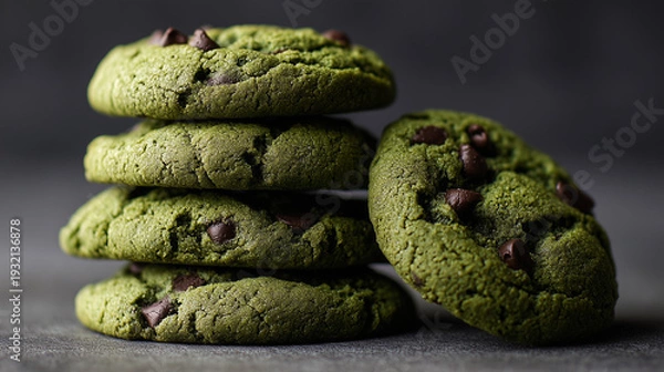 Obraz 表面のゴツゴツとした質感が食欲をそそるチョコチップ入りの濃厚抹茶ソフトクッキー