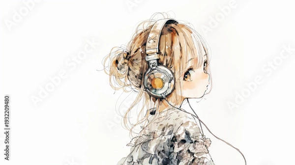 Obraz 音楽を聴く少女