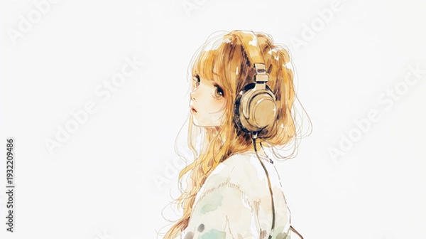 Obraz 音楽を聴く少女