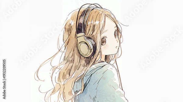 Obraz 音楽を聴く少女