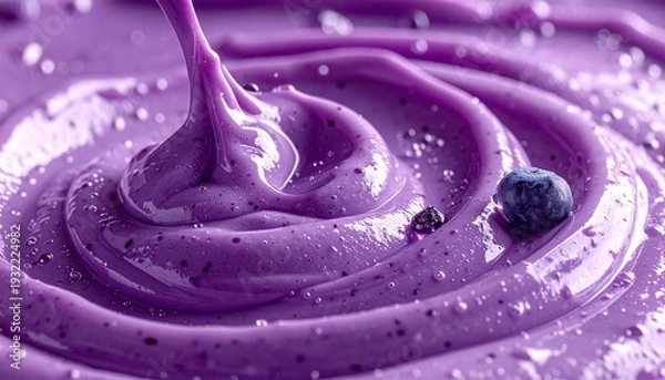 Obraz 滑らかなブルーベリースムージーやミルクチョコレートの液体の波紋のクローズアップ