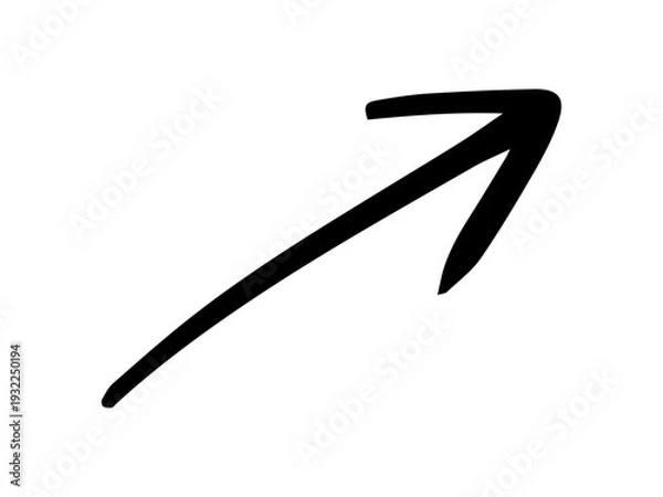 Obraz 右斜め上に伸びる手書きの矢印　黒