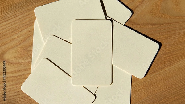 Obraz ナチュラルな質感のビジネスカード重なりレイアウト