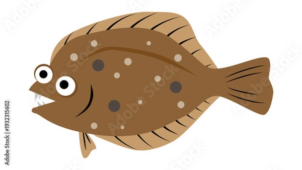 Fototapeta シンプルでかわいい鮃（ヒラメ）のイラスト　食べ物・魚のベクター素材