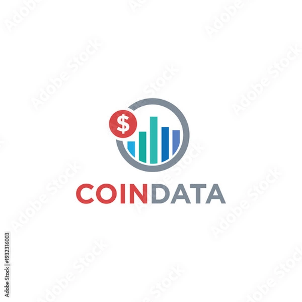 Obraz Coin Data Logo Vector Simple Business
