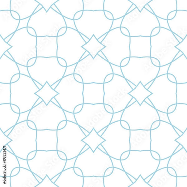 Obraz White and blue geometric ornament. Seamless pattern