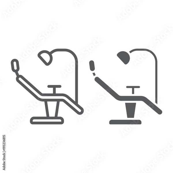 Fototapeta Dentist chair line and glyph icon, stomatology and dental, surgery sign vector graphics, a linear pattern on a white background, eps 10.