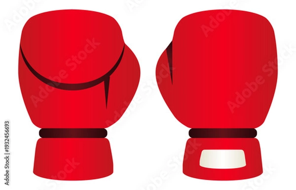 Obraz 格闘技でスポーツのボクシングやキックボクシングで手にはめるグローブを赤や白のグラデーションを付けてデザインしたベクターのイラストのグラフィックの素材