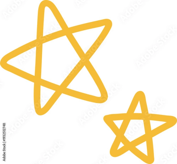 Obraz 黄色い線の一筆書きの星　手書きの一発書き　ベクターイラスト素材