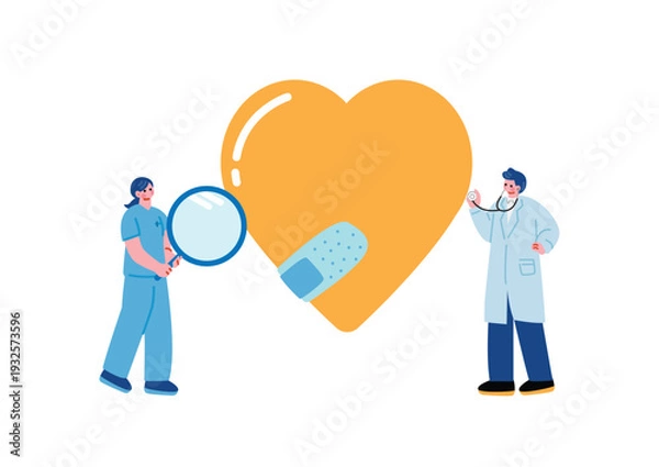 Obraz 診察する女性看護師と男性医師