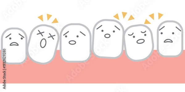 Obraz 歯並びが悪い歯のキャラクターのイラスト素材