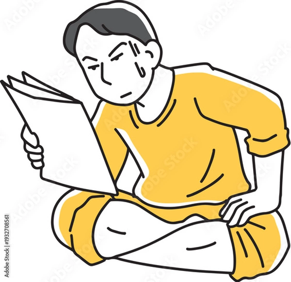 Obraz 書類を集中して見る男性