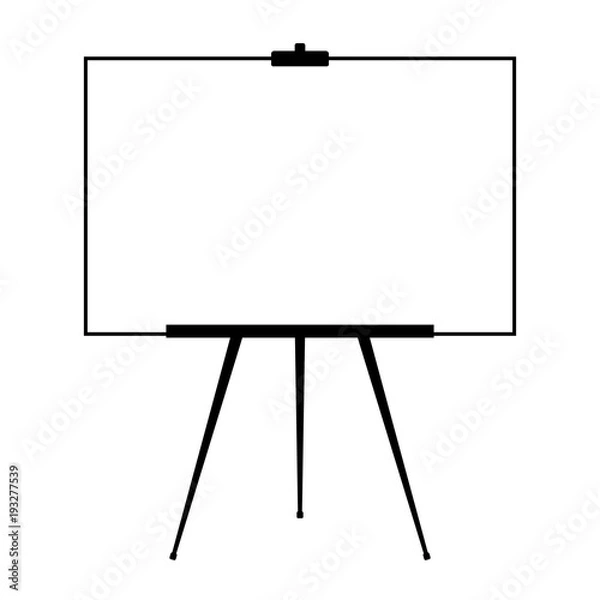 Fototapeta Advertising stand or flip chart or blank artist easel isolated on white background. Presentation blank white board for conference. Vector illustration.