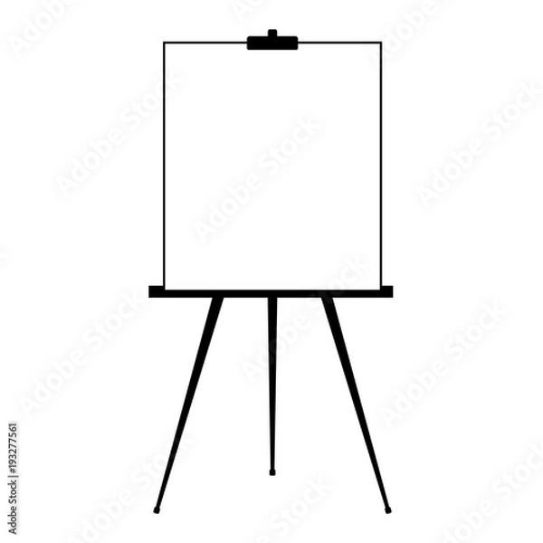 Fototapeta Advertising stand or flip chart or blank artist easel isolated on white background. Presentation blank white board for conference. Vector illustration.