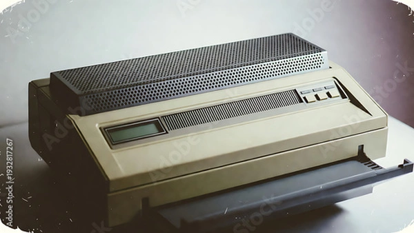 Obraz Printer dot matrix with paper tray and control panel featuring old, retro, vintage with computer and hardware elements for peripheral, device