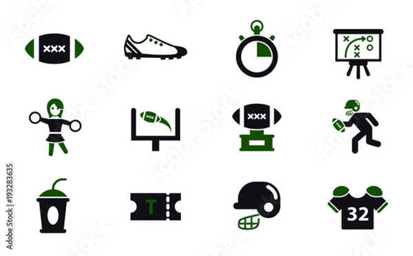 Obraz american football simple vector icons in two colors