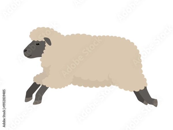 Obraz ジャンプする黒い羊サフォーク_ベクターイラスト