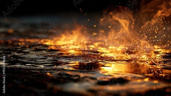 Obraz 燃え上がる炎の瞬間。火災や火のイメージ素材に最適な炎のクローズアップ