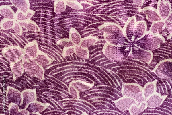 Obraz 花と波がある日本の古い着物の柄