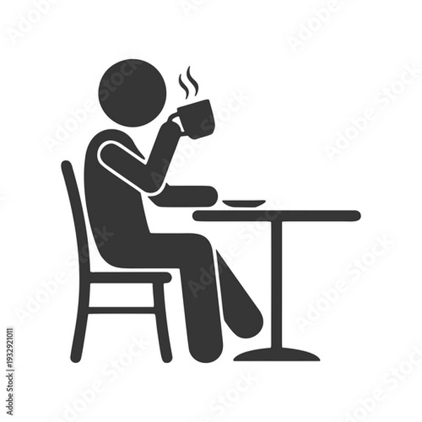 Obraz コーヒーを飲む人物のシルエットアイコン