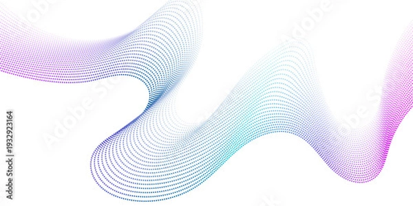 Obraz Abstract flow wave dots particles background. Futuristic technology and science theme background.