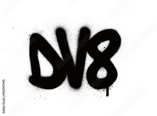 Obraz graffiti DV8 abbreviation sprayed in black over white