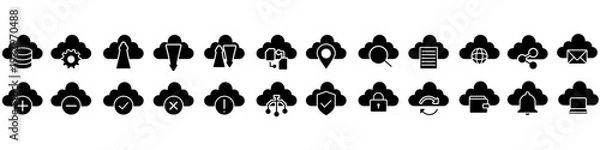Obraz Cloud servis icon vector set. cloud storage  illustration sign collection. Data center symbol. Cloud server  logo.